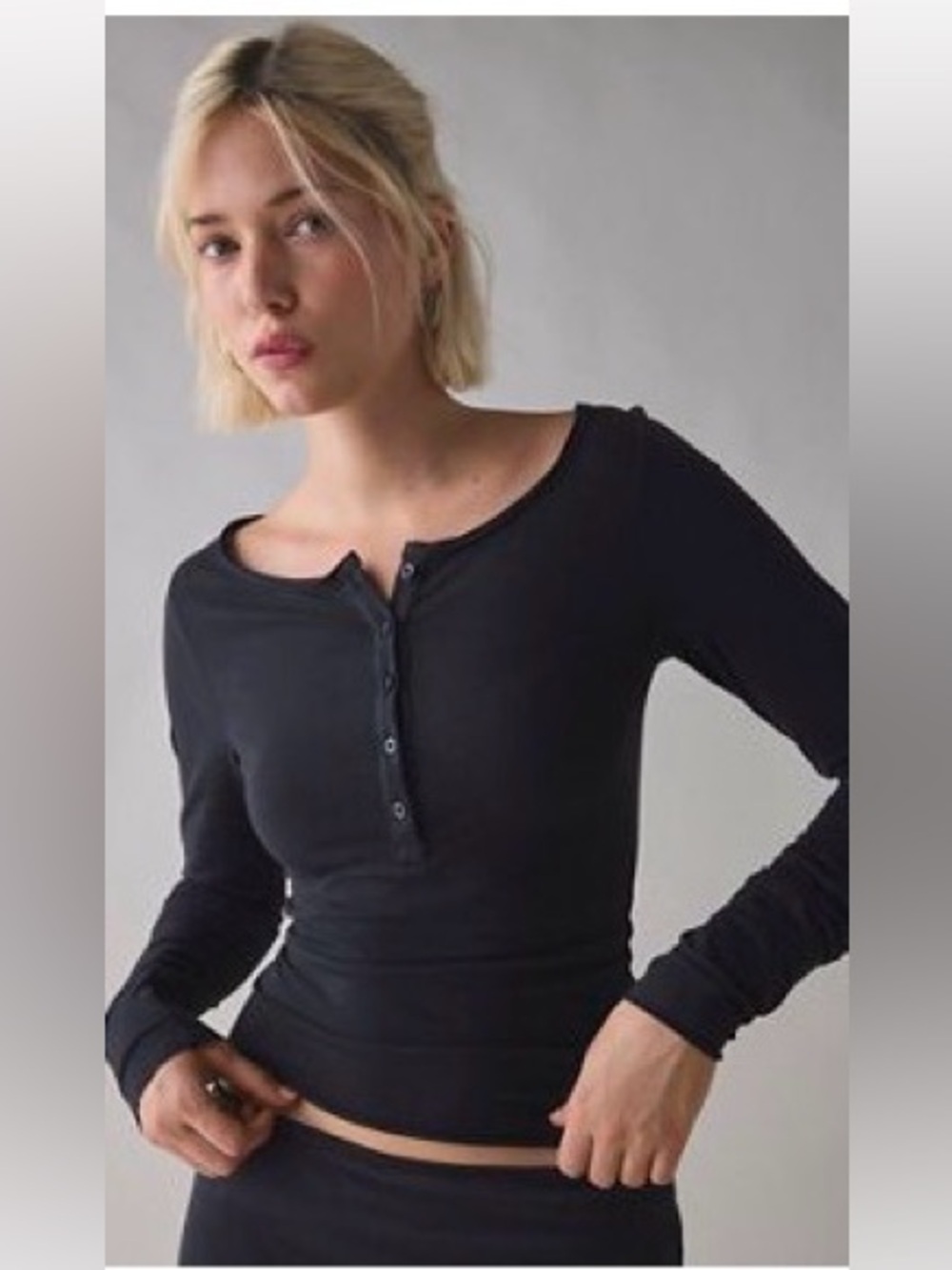 UO Betty Boatneck Long Sleeve Henley Top